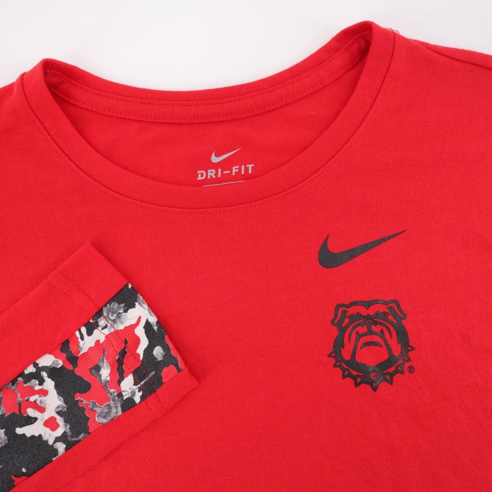Nike Georgia Bulldogs Dri-FIT Top Red Camo Long Sleeve Women Small Shirt